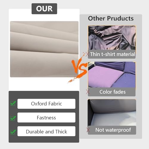 FLYMEI Patio Cushion Covers 25x25x5 Waterproof Outdoor Cushion Cover Replacement 4Packs Outdoor Seat Cushion Slipcover for Rattan Chair Sofa, Apricot — view 7