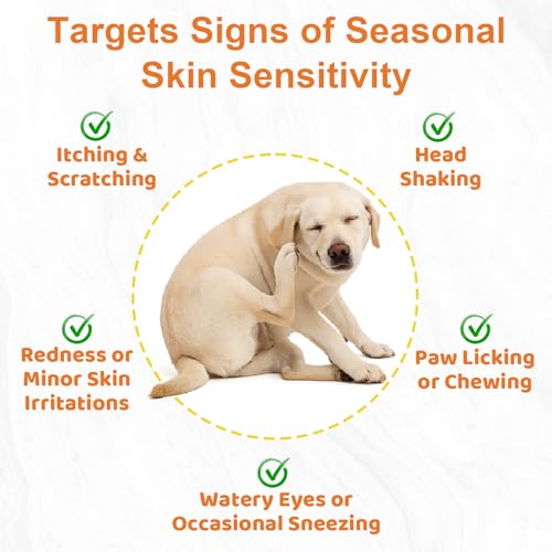 Dog Allergy Chews for Itchy Skin Relief - Seasonal Allergy and Immune Support with Colostrum, Omega 3, Probiotics, Turmeric, Zinc, Vitamins B & E - Helps with Paw Licking & Scratching - 90 Soft Chews — view 2