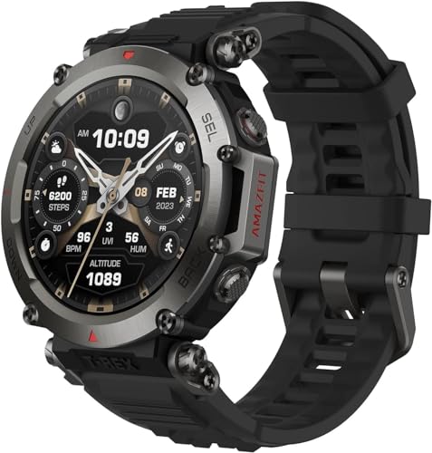Amazfit T-Rex Ultra Smart Watch 47mm A2142 for Men, 100m Water-Resistant, 20-Day Battery Life, 30m Freediving, Dual-Band GPS, Mud-Resistant (Black)
