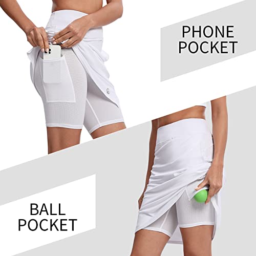 Image of M MOTEEPI Modest Knee Length Skorts Skirts for Women Tennis Athletic Golf Skort with Pockets UV Protection High Waist