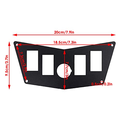 Baceyong Schwarzes Aluminium-Armaturenbrett mit 5 Schaltschlitzen, Wippschalter, passend für P0laris RZR Full Size 2008–2014, rund