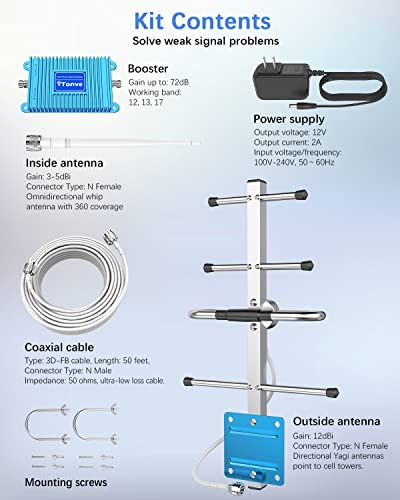 Cell Phone Signal Booster For Verizon And At&T Boost 4G Lte 5G Data & Voice 700Mhz Band 12/13/17 Dedicated Mobile Signal Booster High Gain Cellular Antenna Repeater Up To 3,000 Sq Ft - Fcc Approved #TOP6