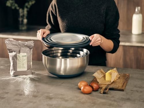 Joseph Joseph Prep&Store- Stainless Steel Mixing Nest Bowls with Lids, 8 piece Metal Bowl food Storage Set, Stainless Steel - Thumbnail 4