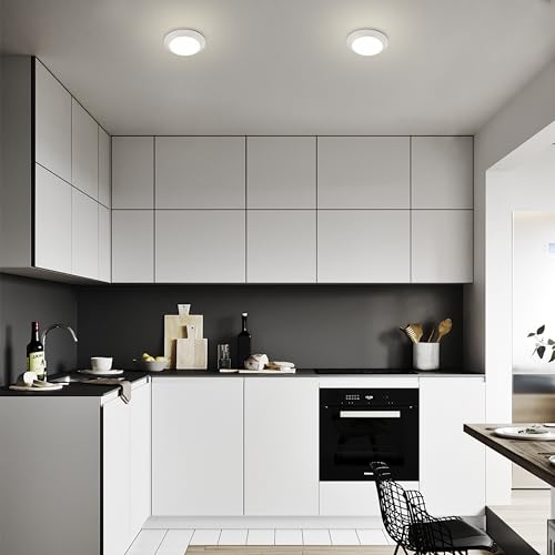 RENE LIGHTING 7.5-inch Flush Mount Ceiling Downlight 8 Pack, 15W LED Dimmable Disk Lights, 1050 lumens Warm White 3000K CRI90 110W Equivalent Downlight, ETL Wet Certificated Low Profile Ceiling Light by RENE LIGHTING - Used condition - Image 7