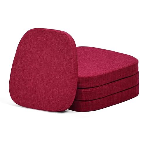 Image of baibu 14x14 Memory Foam Metal Chair Cushions Set of 4, Dual-Layer Design Non-Slip Metal Dining Chair Pads Kitchen Seat Cushion with Machine Washable Cover, 4 Counts, Red