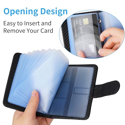 Image of Wisdompro Credit Card Holder, Slim Leather RFID Blocking Wallet Debit Card Protector Organizer Case (20 Card & 7 Memory Card Slots)-Vertical Microfiber Black