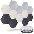Acoustic Panels, Magrowill 12-Pack Soundproof Wall Panels, High Density Acoustic Panels Sound Absorbing with Self-Adhesive, Sound Proof Panels (Camel/Light Gray/Dark Gray, Large Hexagon)