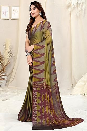 Image of MIRCHI FASHION Saree for Woman Chiffon Georgette Polka Dot Border | Plain Lightweight Women's Sari with Printed Pallu and Blouse Piece