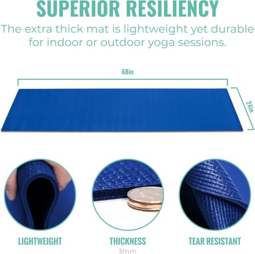 Image of Value 3mm Bulk Yoga Mats, 12 or 16 Pack, 68x24in | Bulk Non Slip Exercise Mat for Boys and Girls - Easy to Clean, Non Toxic Kid's Workout Mat for Schools and Classrooms