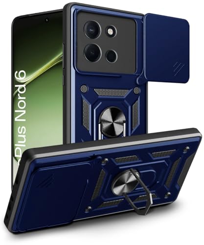 Image of WOW IMAGINE Tough Armor Bumper Mobile Back Case for 1+ OnePlus Nord 6 5G | Sliding Camera Cover | Shock Proof 360 Protection | Hybrid PC + TPU | Ring Holder with Kickstand - Blue