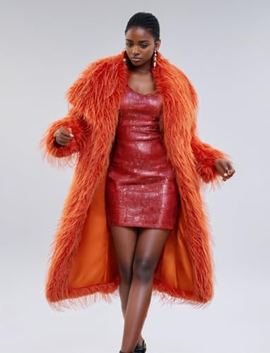 Orange Women's Long Warm Faux Fur Fashion Coat Overcoat Fur Sweater Jacket Outwear4