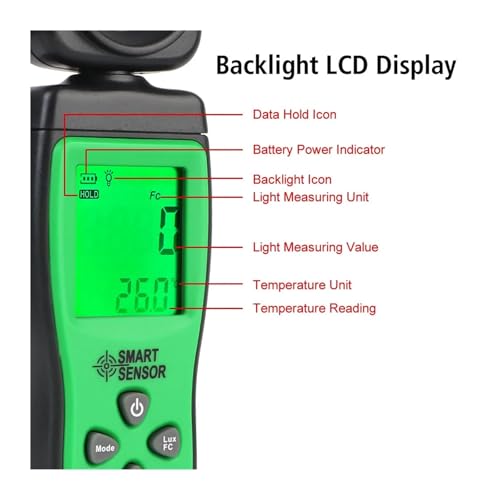 Fotómetro luxómetro medidor de luz universal AS803F con sensor inteligente para pruebas digitales 6