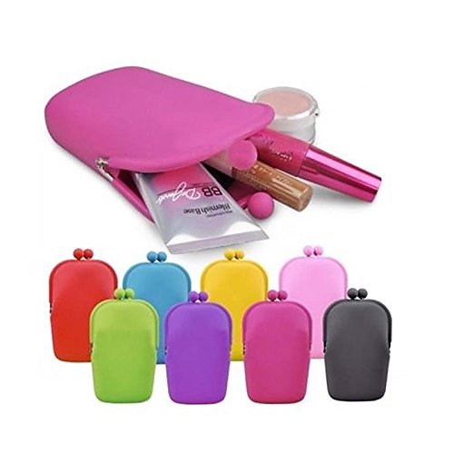 Silicone Cosmetic Bag Jelly Color Can Used For Cellphone Coin Purses Bag Small Size Have Cute Shape Dark Blue