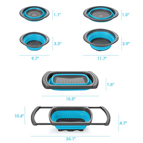 Syntrific Silicone Collapsible Colander Set of 4-Includes 1pc 6 Quart Over the Sink Strainer, 2pc 4 Quart and 1pc 2 Quart Round Folding Strainers.Dishwasher-Safe，BPA Free - Thumbnail 4