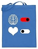 SPIRITSHIRTSHOP Gehirn Anschalten, Herz Abschalten - Denken, Fühlen, Emotionen, Gefühle, Nachdenken, Liebe - Jutebeutel (mit langen Henkeln) -38cm-42cm-Blau