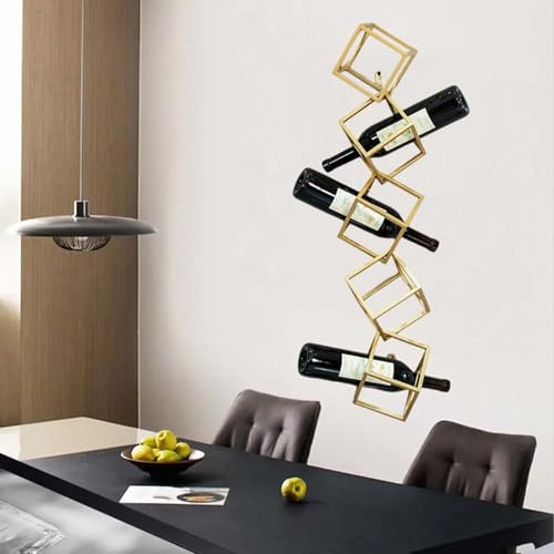 HCAUYNN Botellero De Pared, Organizador para Botellas De Vino, Ahorra Espacio En El Suelo, Ideal para El Hogar, La Cocina, El Comedor Y El Bar.,Gold