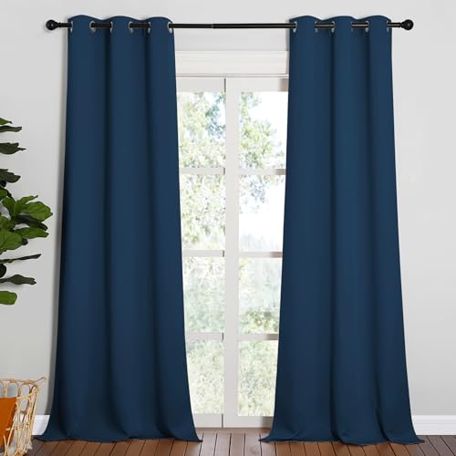 Image of NICETOWN Patio Blackout Curtains - Glass Door Drapes, Privacy Panel for Bedroom, Living & Dining Room (Moroccan Blue, 42 x 95 Inches, 1 Pair)