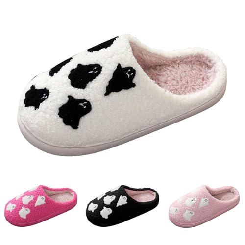 Halloween Slippers For Women Men Home Comfy Retro Memory Foam Fuzzy Soft Bedroom Plush Warm Anti-Skid Sole Winter Wool Lined Indoor Outdoor House Shoes