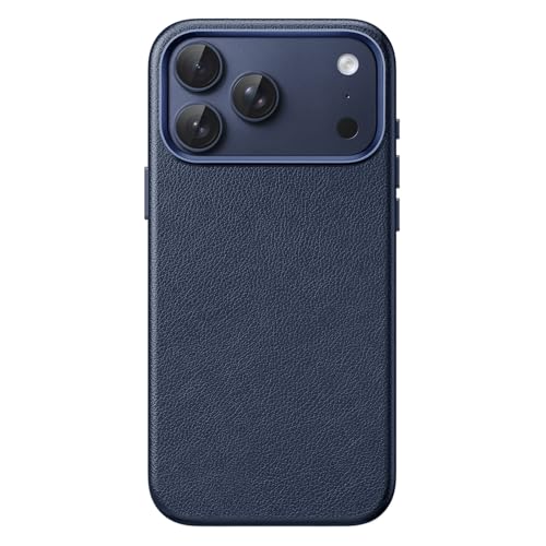 JETech Cover in Pelle per iPhone 17 Pro, Compatibile con MagSafe, Custodia per Telefono con Impugnatura Antiscivolo e Pulsante Integrato per il Controllo della Fotocamera (Profondo Blu)