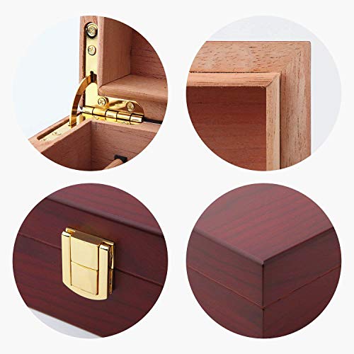 Bald Eagle Handmade Cigar Humidor Cigar Box Wood Humidor Holds 10-20 Cigars Desktop Box Humidor with Hygrometer and Humidifier Front-Mount Clasp Lock - Thumbnail 2