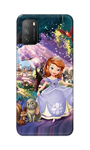 Image of PRINTFIDAA Cartoon Little Girl with Crown and Pet Animals Printed Designer Hard Case for Poco M3 Back Cover -(e) RPM1008