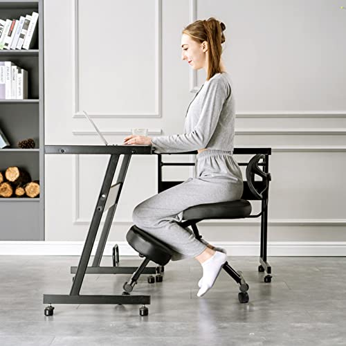Ejoyous Chaise genouillée Ergonomique Moderne Noire, Dossier en Maille, améliore la Posture, soulage Les maux de Dos, pour Bureau