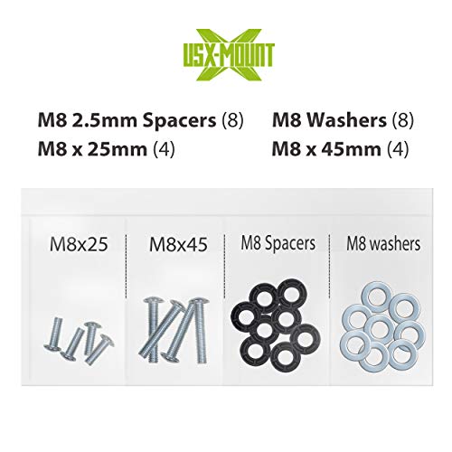 Usx Mount Tv Mounting Bolts-M8X 45Mm And M8 X 25Mm (4Pcs) Tv Mounting Screws Compatible For Samsung Tv With 2.5Mm Spacers & 8.5Mm Washer #TOP4