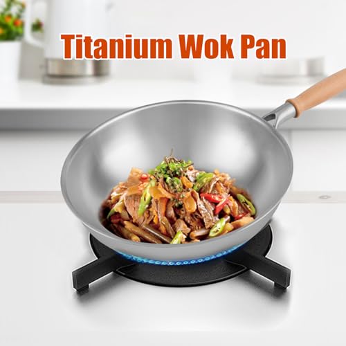 Wok titanium sin recubrimiento, base plana, 11.81 in miniatura 6