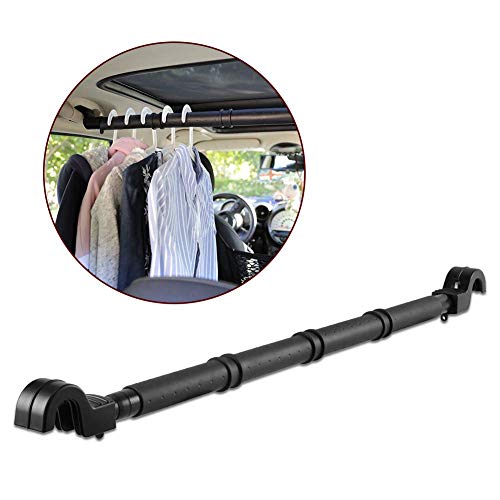 LITTLEMOLE Car Clothes Hanger Bar, Expandable Vehicle Clothing Rod Garment Rack Holder, Heavy