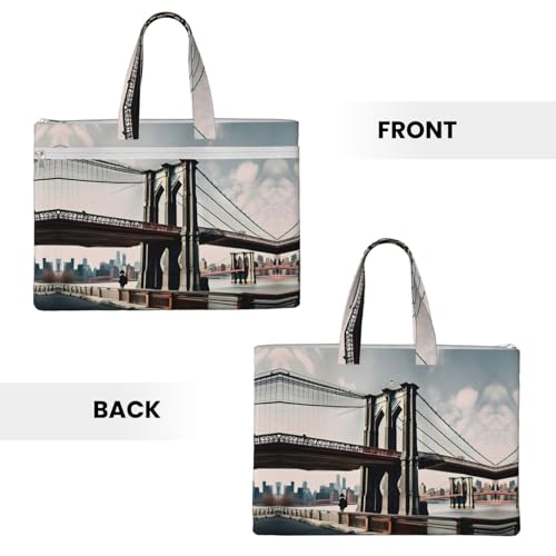 Brooklyn Bridge S Canvas Document Bag Briefcase For Professionals And Executives3