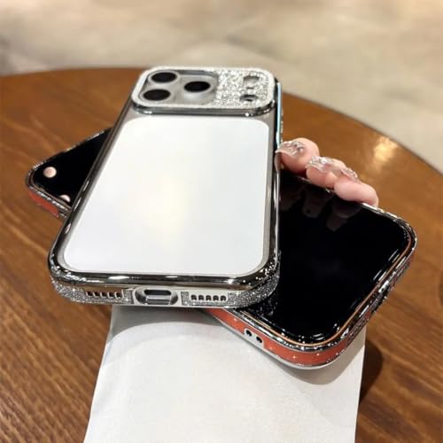Étui de luxe à paillettes argenté et coque antichoc en polycarbonate pour iPhone 16 Pro - 3