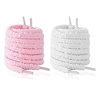 SCDZY 2 Paar Fluffy Laces, Flauschige Schnürsenkel 120 cm Flach Plüsch Shnürsenkel Breite Dickeschnürsenkel Ersatz-Schnürsenkel, Universal Weiche Elastische Schuhbänder