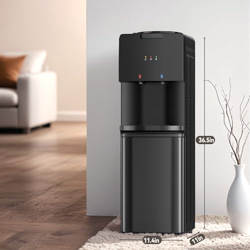 Image of Manastin Water Dispenser with Hot & Cold Water, Top Loading Water Cooler for 3 or 5 Gallon Bottles with Child Safety Lock, Ideal for Kitchens, Offices,Matte Black