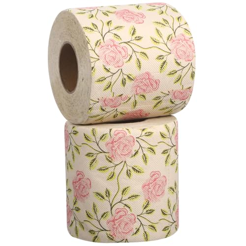 Papel higiénico de bambú suave rollos decorativos con estampado de rosas 2