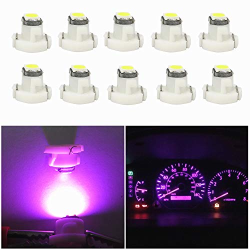 Image of WLJH Pink T3 LED Bulb Neo Wedge 8mm Base for Climate Control Dash Panel | 3030 SMD, 12V, 60,000 Hours Lifespan, 360 Light Output, HVAC Control, Dashboard Switches, Instrument Panel, 10-Pack