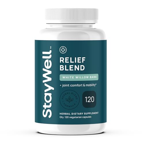 Stay-Well Naturals Pain Relief- White Willow Bark Extract, Devil's Claw, Turmeric, Boswellia, Bromelain and Ginger Premium Extract Blend- 120ct
