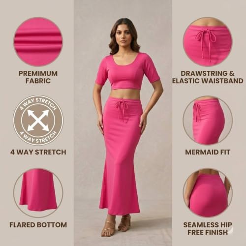 Image of Women's Saree Shapewear - Slim Fit Stretchable Petticoat for Sarees | Comfortable Waistband | Body Shaping Underskirt