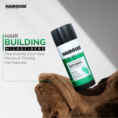 Image of HAIROUSE Natural Hair Building Microfibers (Natural Brown) 15 Gms | Hair Fibre to Cover Bald Patches, Thinning Hairs, Instant Volume & Fuller Look for Men & Women | Ecofriendly & Biodegradable