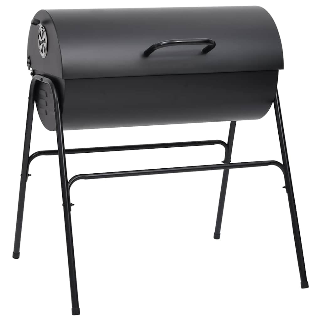 Grill Beczkowy Stalowy Czarny 80x95x90 cm