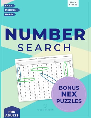 Number Search Puzzles for Adults: Easy, Medium & Hard Number Hunt + Bonus NEX Puzzles | Brain Teasers for Puzzle Lovers | Thoughtful Gift (Essential Number Series) image 2