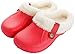 Damen Clogs Hausschuhe Winter Warme Plüsch Hausschuhe Pantoffeln Plüsch Pantoletten rutschfeste für Indoor Outdoor Damen Herren (Rot,39-40 EU)
