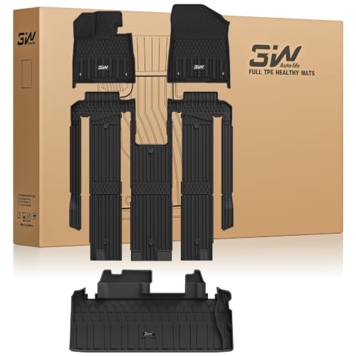 Image of 3W Floor Mats & Cargo Liner for Toyota Sienna Platinum 2024-2026, TPE