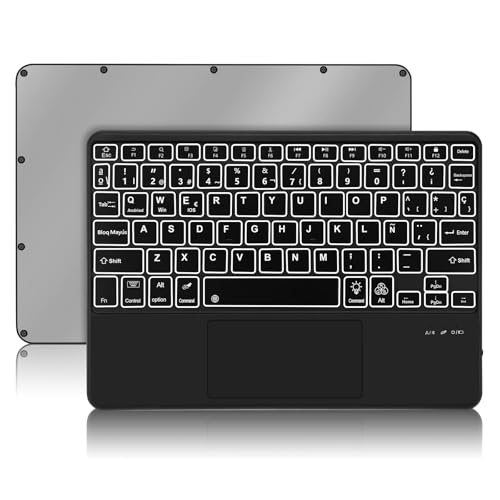 Teclado Touchpad Español Ñ Bluetooth Inalámbrico Retroiluminados Súper Delgado para iOS Apple...