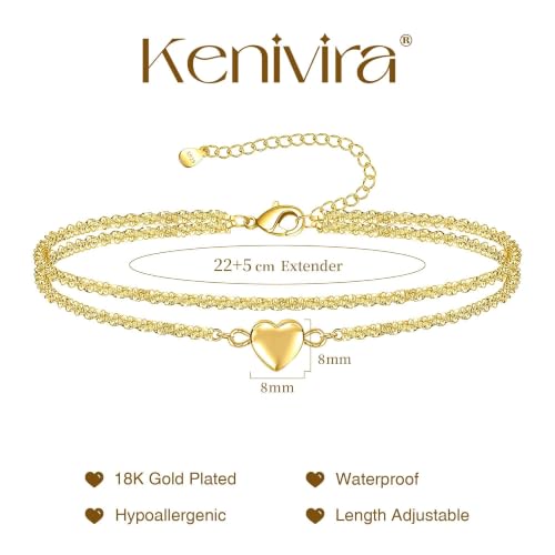 Image of Kenivira Sterling Silver Ankle Bracelets for Women,Gold Dainty Layered Waterproof Anklet for Women, Anklet Set Stackable Beach Gift Adjustable Size