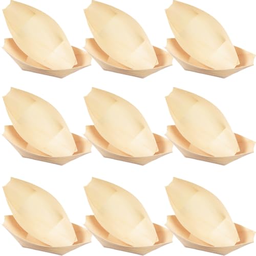 60 platos de madera para sushi, 5 pulgadas miniatura 1