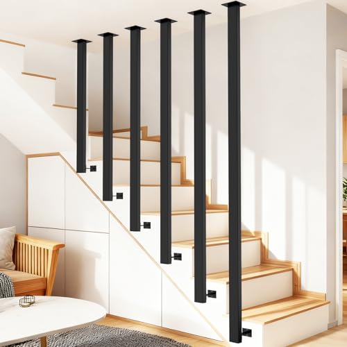 【Elegante e robusta】Questa ringhiera per scale unisce stile industriale moderno e solidità. La sua struttura in ferro battuto e tubo zincato, con finitura a vernice ad alta temperatura, garantisce un design pulito e durevole. Il corrimano per scale e la balaustra interna offrono una texture definita e una piacevole sensazione al tatto, aggiungendo raffinatezza e carattere al vostro interno, garantendo al contempo un utilizzo sicuro e confortevole.