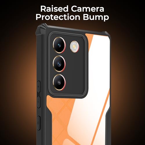 Image of A rtistque Clear Hard Transparent Acrylic Armor Anti-Drop Shockproof TPU Edge Back Cover Case for Vivo Y200e - Black