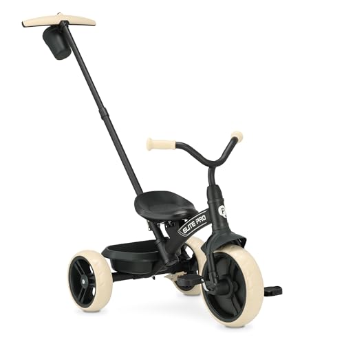 Qplay Elite Pro Triciclo para niños a partir de 2 años hasta 6 años – Andador soporta hasta 25 kg – Incluye manillar cinturón de seguridad – Plegable y ligero – Negro