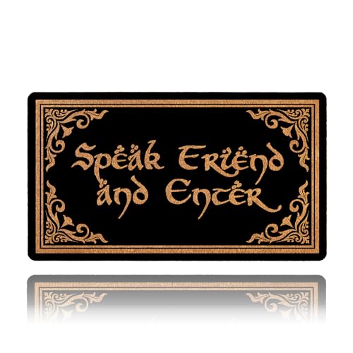 HAOWSMAT Welcome Funny Front Door Speak Friend and Enter Doormat Anti-Slip Mats Home Decor Gift Door Mats for The Entrance Way Indoor 30(W) X 17(L)
