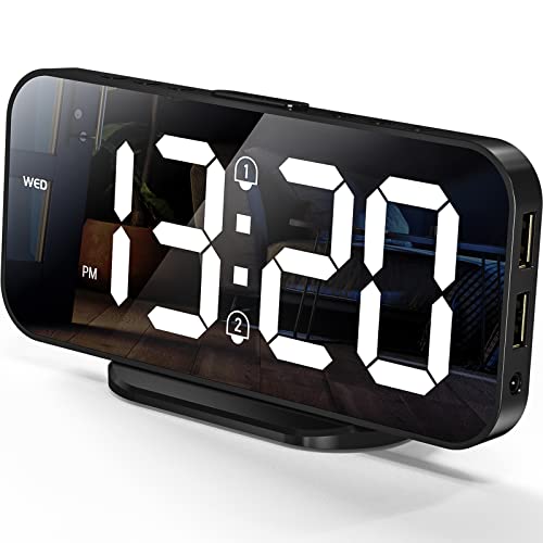 EDUP LOVE Digital Alarm Clocks, LED Mirror Electronic Clock, Snooze Mode, 12/24H, Auto Adjust Brightness, Modern Desk & Wall Clocks for Bedroom Living Room Office - Black EDUP LOVE Digital Alarm Clocks, LED Mirror Electronic Clock, Snooze Mode, 12/24H, Auto Adjust Brightness, Modern Desk & Wall Clocks for Bedroom Living Room Office - Black
